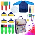 thumbnail image 1 of Tholdsy 24 unids/set niños acuarela esponja pintura garabatos pinceles con mango de plástico DIY delantal paleta Kit juguetes de aprendizaje Juguetes Educativos, 1 of 6