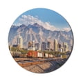 thumbnail image 1 of Landscape Mouse Pad for Computers, Downtown Salt Lake City Skyline in Utah USA Railroads Mountains Buildings Urban, Round Non-Slip Thick Rubber Modern Mousepad, 8" Round, Multicolor, by Ambesonne, 1 of 2