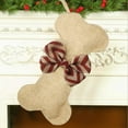 thumbnail image 2 of Dog Bone Christmas Stockings 16 Inch Large Line Pet Christmas Stockings with Bowknot Burlap Fireplace Hanging Stockings Gift Bags for Christmas Decorations, 2 of 5