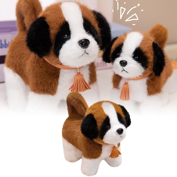 7.08Inch Realistic French Saint Bernard Dog Plush Toy – Super Lifelike Amber Puppy Doll for Kids & Birthday Gifts