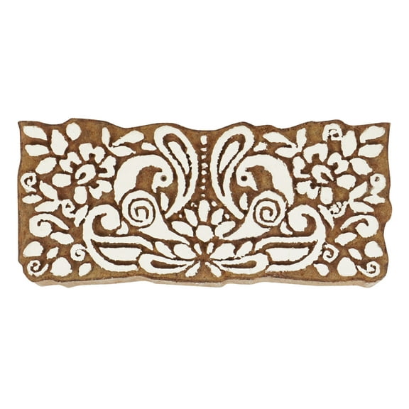 IBA Indianbeautifulart Textile Printing Block Asian Peacock Hand Carved Wooden Stamp Wood Block Printing Textile Stamps For Fabric/ Pottery Blocks-6 Inch