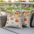 thumbnail image 4 of Thanksgiving Pumpkin Pillow Covers 2 Pack Autumn Orange Green Leaves Vintage Linen Texture Pillowcase Waterproof Outdoor Throw Pillow Cover for Patio Garden Square Cushion 24”x24”, 4 of 9