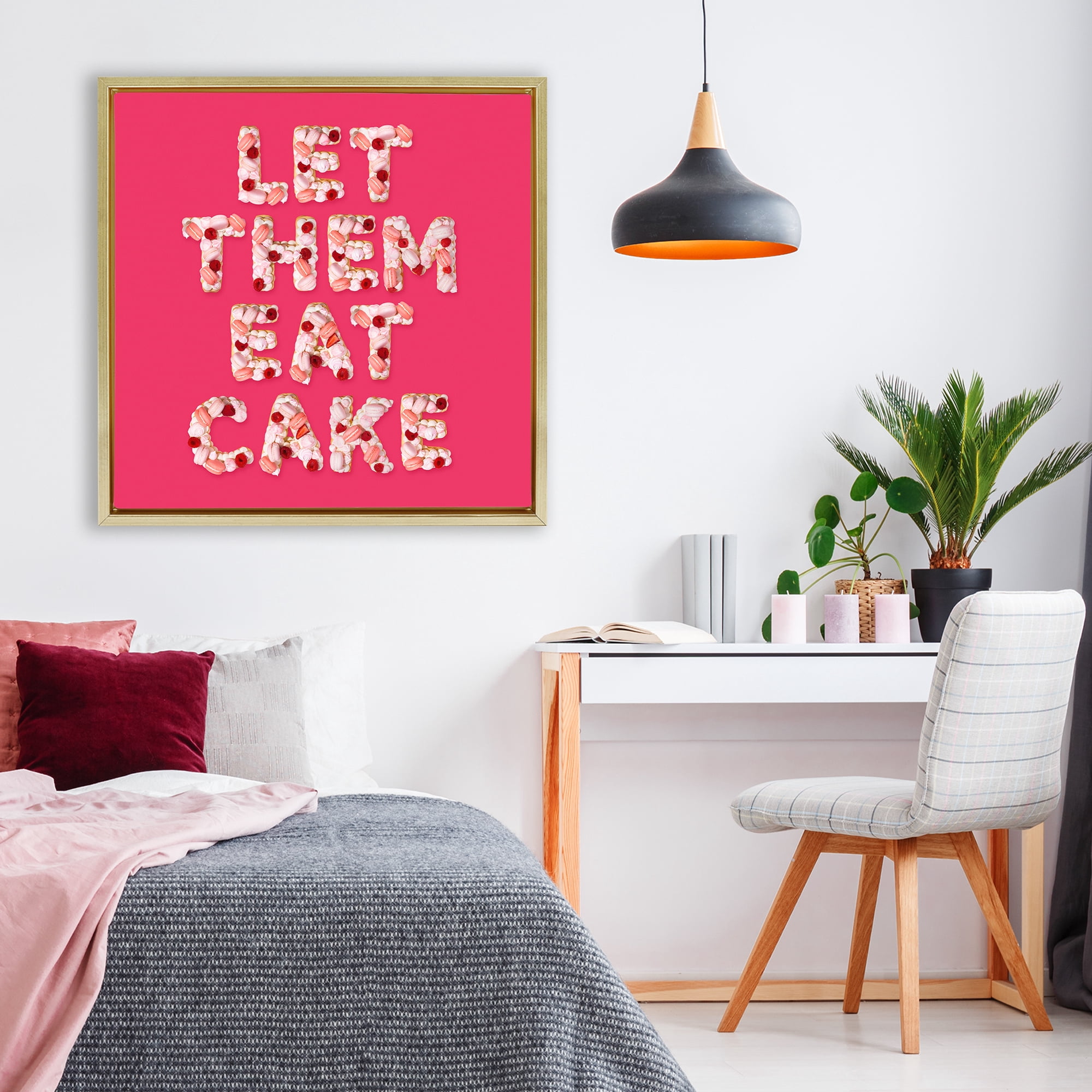 Let Them Eat Cake Gold Framed Floater Canvas Wall Art, design by LISH Creative