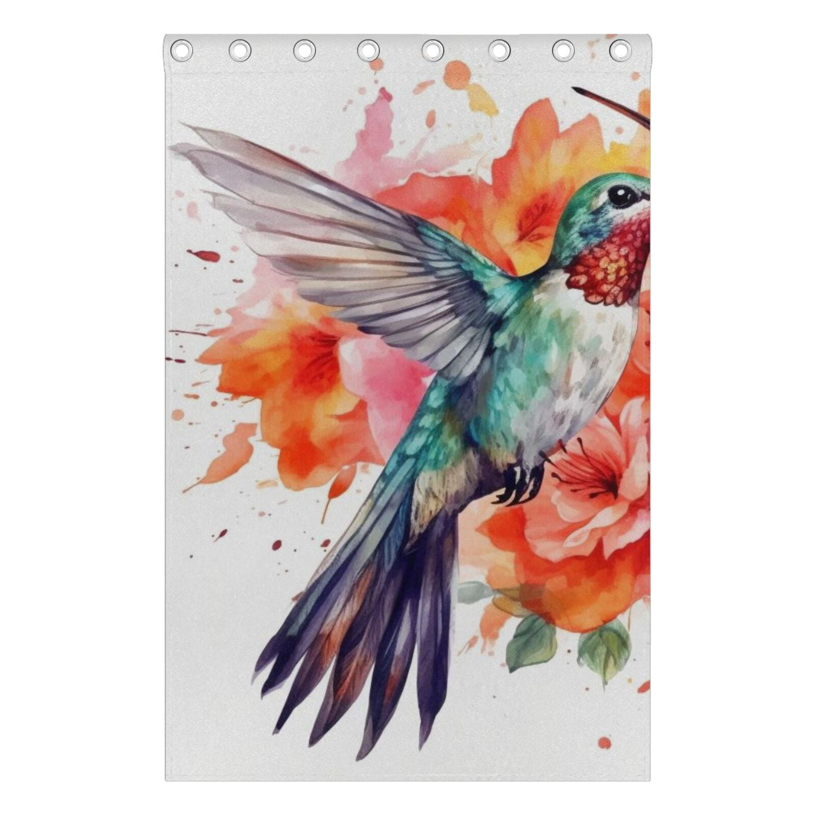 Birds Flowers Black Out Curtains 72 Inch Length Curtains for Sliding Glass Doors Bedroom Living Room 2 Pack