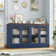 thumbnail image 2 of Homfa 55.1"W Modern Sideboard Buffet with Fluted Glass Doors, Accent Cabinet Console Table TV Stand, Blue & Brown, 2 of 7