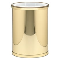 Kraftware Mylar Collection Oval Wastebasket with Plastic Liner, Adds Luxurious Style to the Home or Office, Bathroom or Bedroom, 14" Height, Made in USA