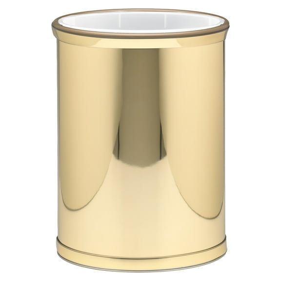 Kraftware Mylar Collection Oval Wastebasket with Plastic Liner, Adds Luxurious Style to the Home or Office, Bathroom or Bedroom, 14" Height, Made in USA