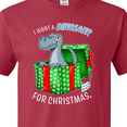 thumbnail image 4 of Inktastic I Want a Dinosaur for Christmas in Green and Red Gift Box T-Shirt, 4 of 5