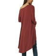 thumbnail image 3 of INSPIRE CHIC Women's One Shoulder Long Sleeve High Low Asymmetrical Irregular Hem Casual Tops S Wine, 3 of 7