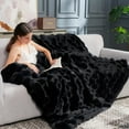 thumbnail image 5 of Faux Fur Throw Blanket for Couch, Fuzzy Soft Plush Thick Bubble Blanket for Sofa Bedroom Living Room, 60 * 80 Inches Black, 5 of 18