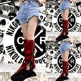 thumbnail image 5 of Calentadores de pierna acampanados rojos YONGSHENG con cremallera lateral letras Punk, 5 of 5