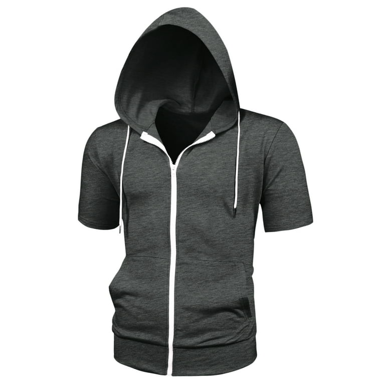 Short sleeve hoodie zip up sale