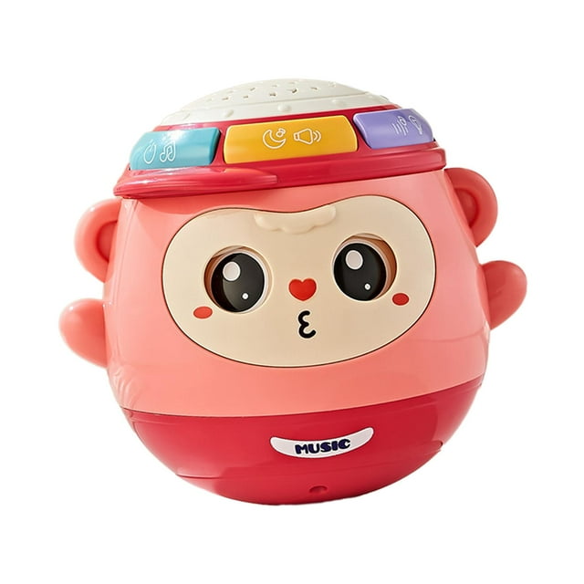 Tambor de mano giratorio para niños pequeños, juguete musical interactivo Rosado