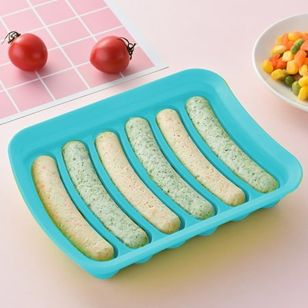 

Snmubt Thickened 6 With Lid Silica Gel Sausage And Ham Sausage Hot Dog Molds Baking Sausage Box Molds (Blue)