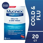 Mucinex Fast-Max Adult Cold, Flu and Sore Throat Caplets, 20 Count