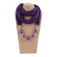 thumbnail image 4 of Mode Femmes Grandes Perles Rondes Pendentif Couleur Unie Bague Foulard Collier Bijou, 4 of 8