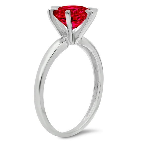 0.5 ct Round Cut Simulated Ruby Solitaire Engagement Ring for Women in 18K White Gold