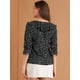 thumbnail image 5 of Blusa con Botones cuello de solapa Allegra K con volantes estampado de Corazón Negro L, 5 of 6