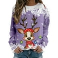 thumbnail image 1 of WEAIXIMIUNG Chandails Courts pour Femmes Chandails de Noël Tendance pour Femmes Mode Adolescentes Chandail à Manches Longues Col Rond Mignon Renne Graphique Chemises de Noël (4), 1 of 4
