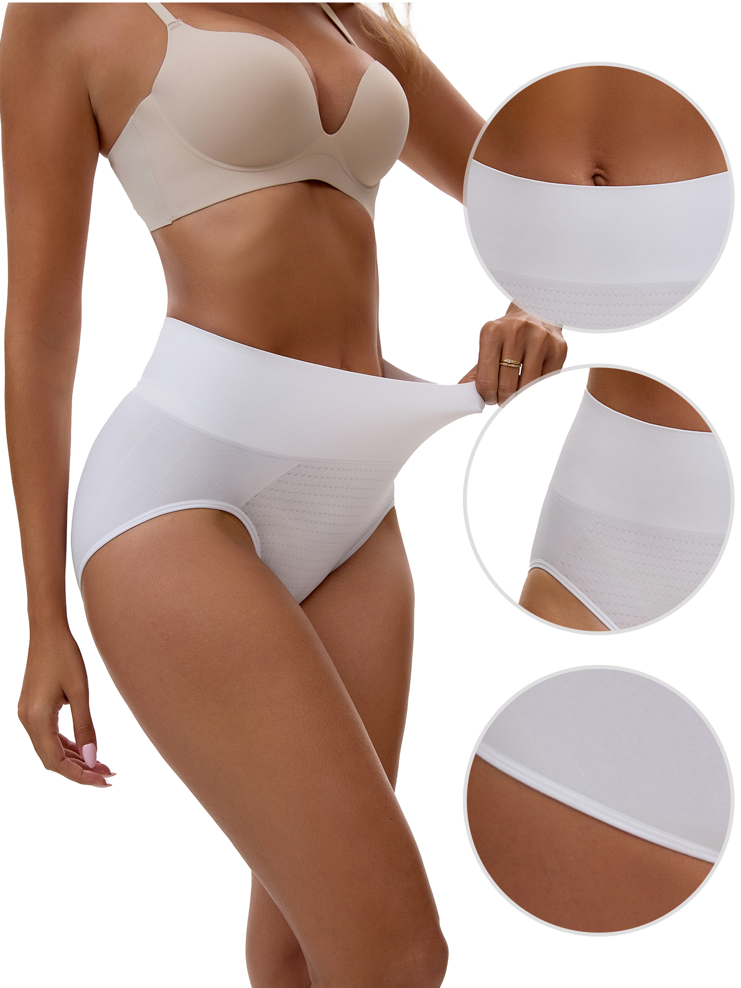 Unique Bargains Women's High Waist Tummy Slimming Elastic Waistband Briefs XL White