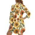 thumbnail image 2 of Xoenoiee Sunflower Print Women's Button Front Swimsuit Coverup Casual Beachwear Long Sleeve Collared Beach Shirt Dress with Pocket, XL, 2 of 7