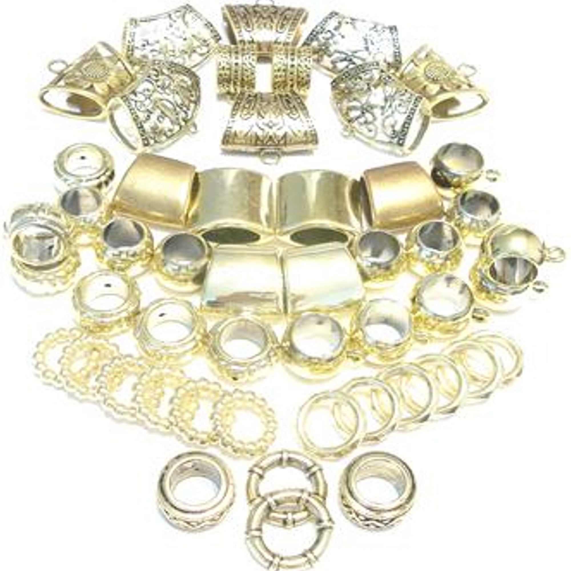 Wholesale Scarf Jewelry Gold Mix 50pcs Scarf Bails & Scarf Rings For