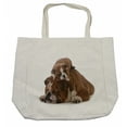 thumbnail image 1 of English Bulldog Shopping Bag, Father and Son Bulldogs Fathers Day Photograph Domestic Pet Animals, Eco-Friendly Reusable Bag for Groceries Beach and More, 15.5" X 14.5", Cream, by Ambesonne, 1 of 2