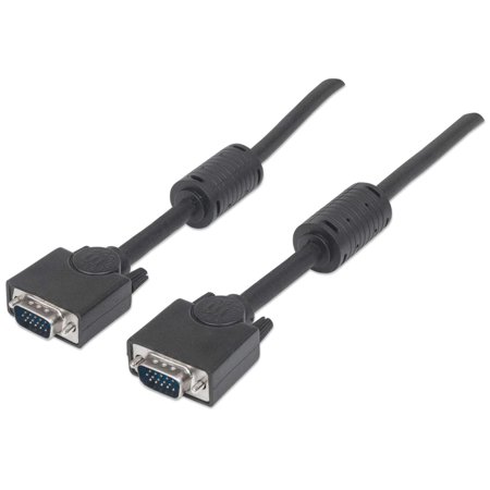 UPC: 0766623317733 | Manhattan SVGA Monitor Cable – HD15 Male / HD15 Male with Ferrite Cores – 10 ft. – Black – Lifetime Warranty