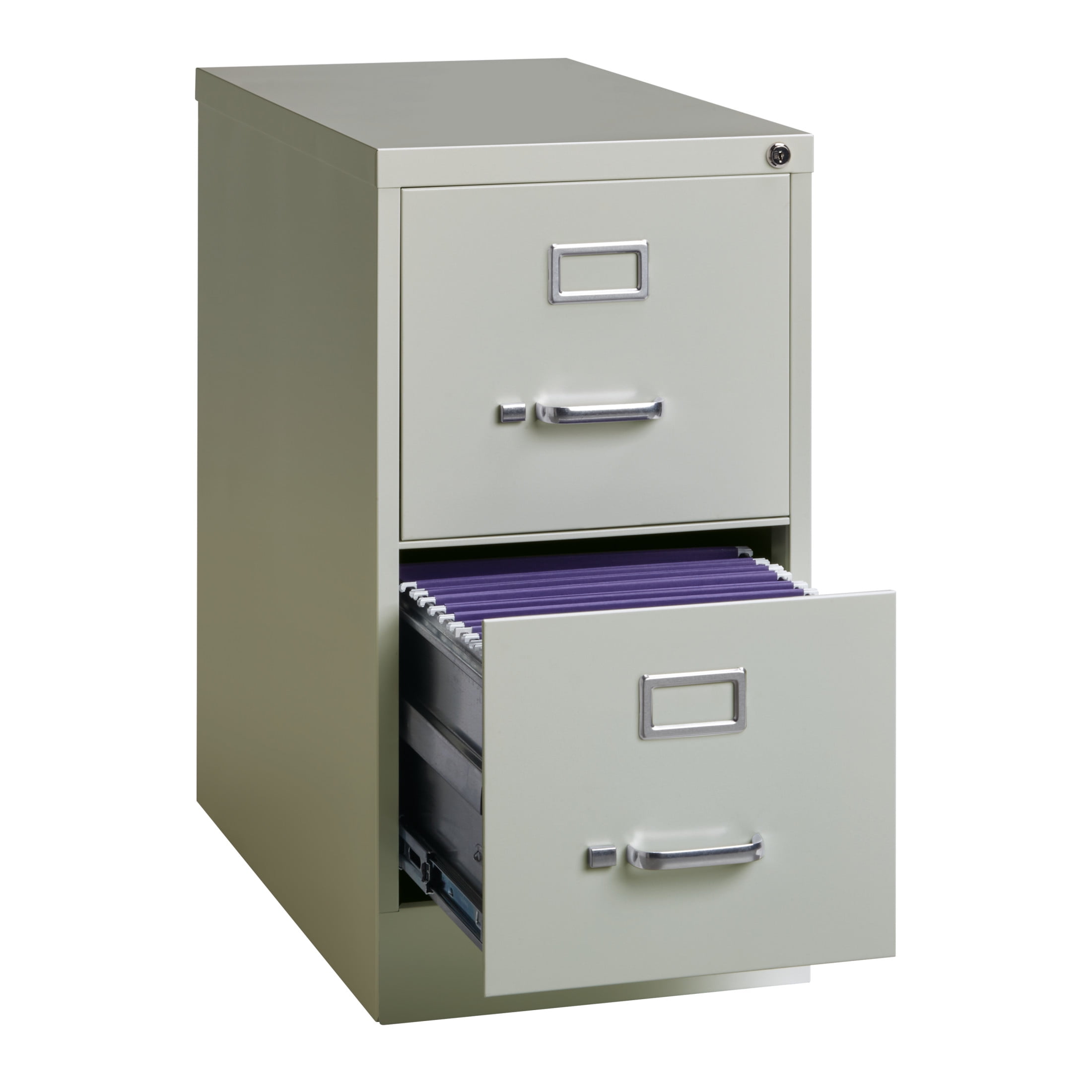 Hirsh 2 Drawer Letter Locking Metal Vertical File Cabinet, 25" Deep, Gray
