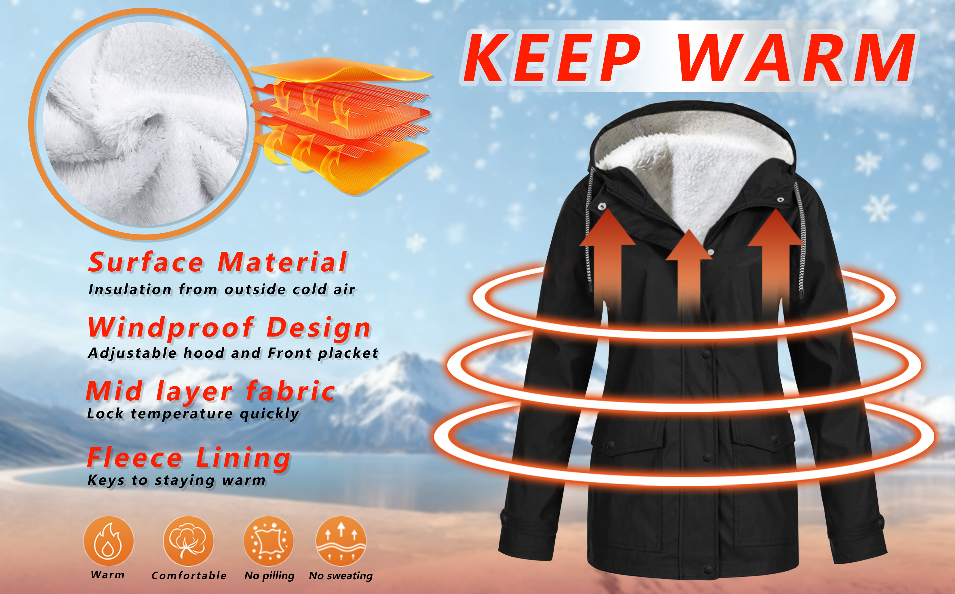 Rosvigor Women's Sherpa Fleece Winter Parka Coat photo 5