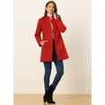 thumbnail image 2 of Unique Bargains Women's Winter Overcoat Stand Collar Single Breasted Long Coat S Bright Red, 2 of 6