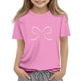 thumbnail image 2 of CCRFTGI Shirt for Kids Girls Size 10-12 Funny Preppy Bowknot Graphic T Shirts Trendy Tee Summer Tops Short Sleeve Crew Neck Girls Clothes Pink 5-6 Years, 2 of 6