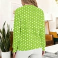 thumbnail image 3 of ZHYou Womens Polka Dot Sherpa Fleece Lined Sweatshirts Long Sleeve Crew Neck Casual Warm Cropped Tops,Green,L, 3 of 5