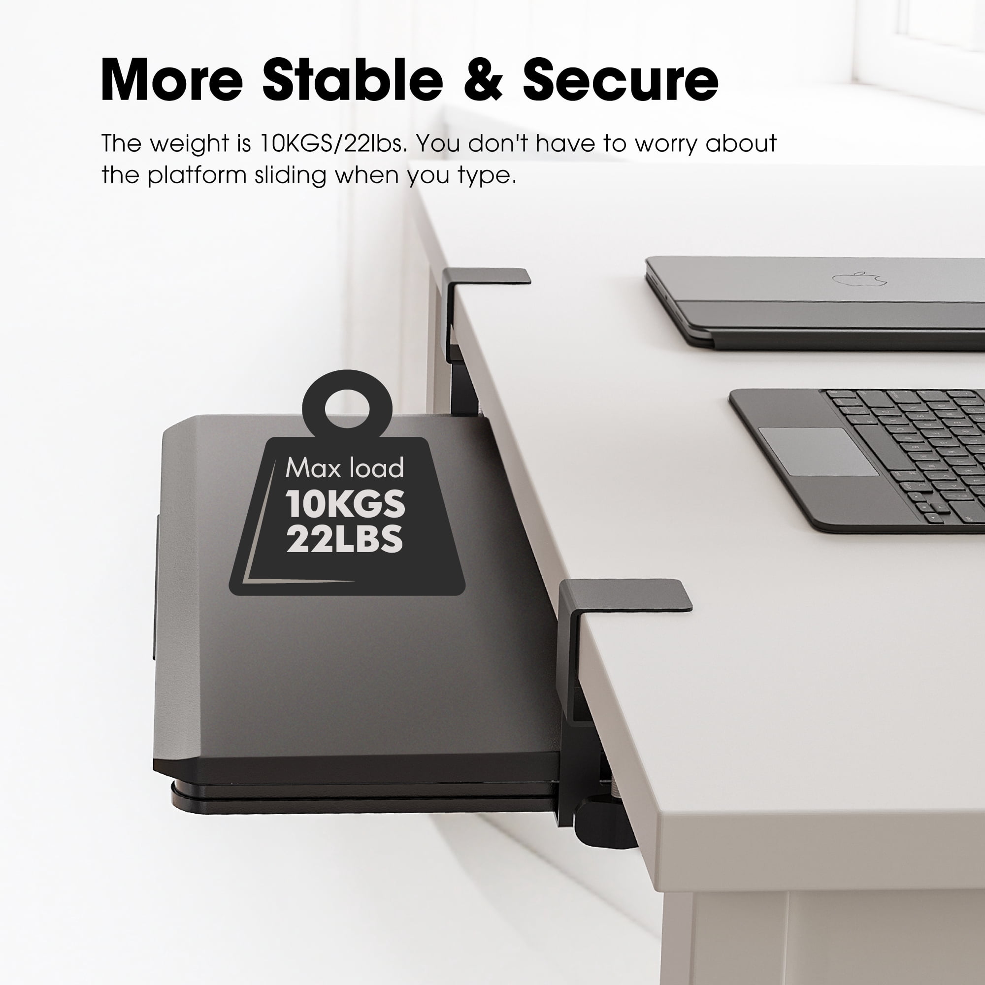 Fenge Keyboard Tray Under Desk, Pull Out Keyboard & Mouse Tray with C Clamp Mount