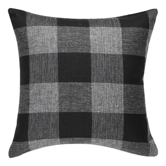PiccoCasa 18'’Cotton Linen Throw Pillow Cover Plaid Decorative Cushion Cover, 9# 18"x18"