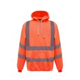 thumbnail image 1 of Men's Solid Color Reflective Hooded Sweatshirt Long Sleeve Sweater Top Loose Road Work High Visibility Pullover (Orange & Navy,XL), 1 of 6