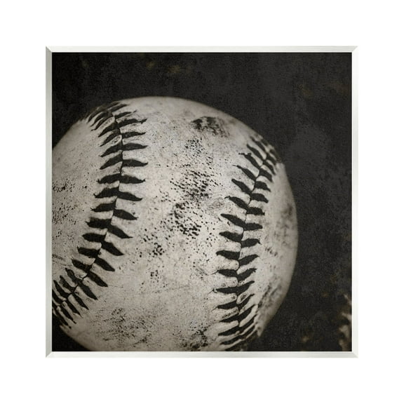 Stupell Industries Baseball Close Up Photography Sports Photography Unframed Art Print Wall Art, 12 x 12
