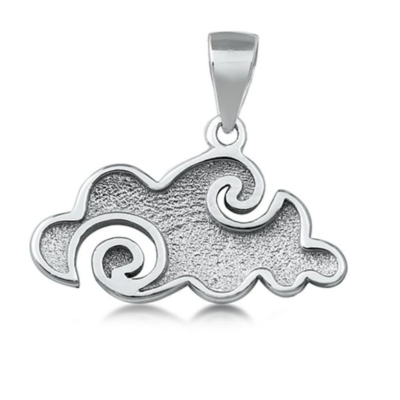 Sterling Silver Filigree Swirl Cloud Pendant Storm Sky Weather Curl Charm 925 Jewelry Female Unisex