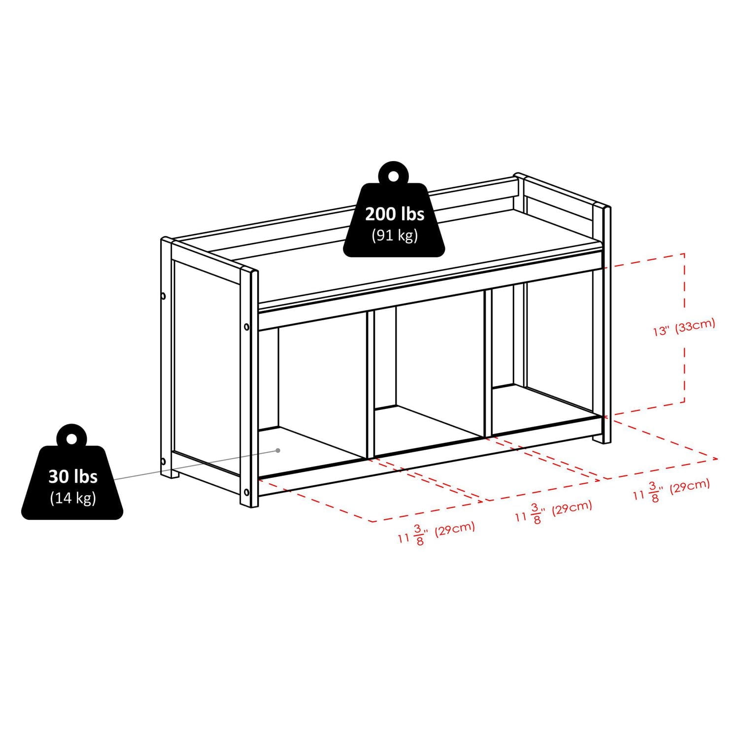 Winsome Trading Inc. Addison 4 piece Storage Bench with 3 Foldable Fabric baskets