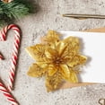 thumbnail image 4 of Christmas Poinsettia Flower Ornament, Artificial Gold Glitter Velvet Christmas Flowers, 3-Layer Sparkling Floral Decoration for Christmas Tree Wreath Garland Holiday Home Party Decor, 4 of 8