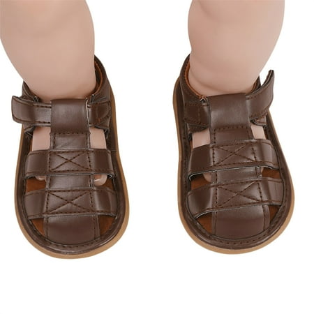 

Tsseiatte Toddler Boys Summer Casual Sandals Solid Color Anti-slip Soft Sole Shoes for Outdoor