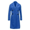 thumbnail image 5 of Women Elegant Notched Collar Double Breasted Wool Blend Over Coat Sky Blue M, 5 of 5