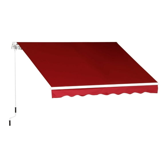 Outsunny 8'x7' Manual Retractable Water-resistant Sun Shade Patio Awning Outdoor Deck Canopy Shelter (Wine Red)