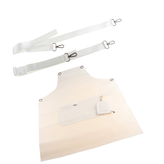 Delantal de trabajo de PU a la moda para hombres y mujeres, delantal de cocina con correas ajustables, delantal impermeable para barbacoa, hornear, ca Blanco