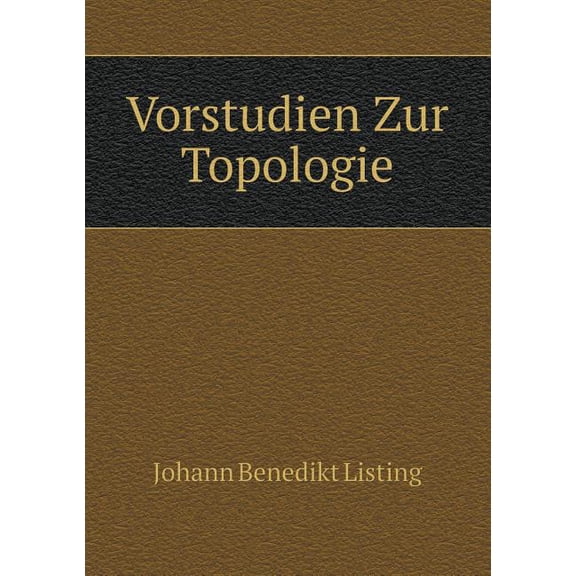 Vorstudien Zur Topologie (Paperback)