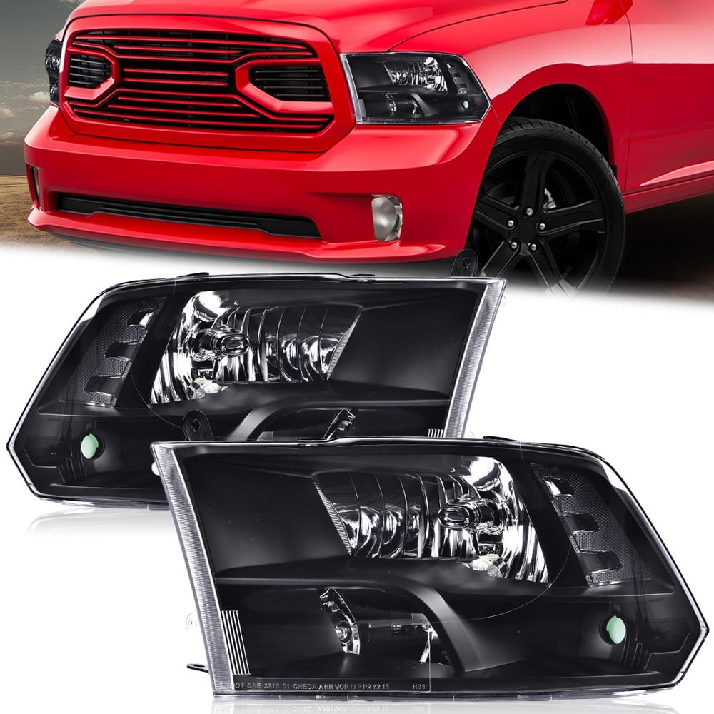 CROSSDESIGN Headlights Assembly Headlamps Fit for Dodge Ram 1500 2500 3500 2009-2012