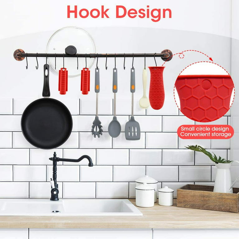 3Pcs Silicone Pot Handle Holder Cast Iron Skillet Holders Cover Non Slip  Hot Pot Pan Handle Cover Sleeve Heat Resistant Potholder Cookware Handles  for Cast Iron Skillet Metal Frying Pans Oven 