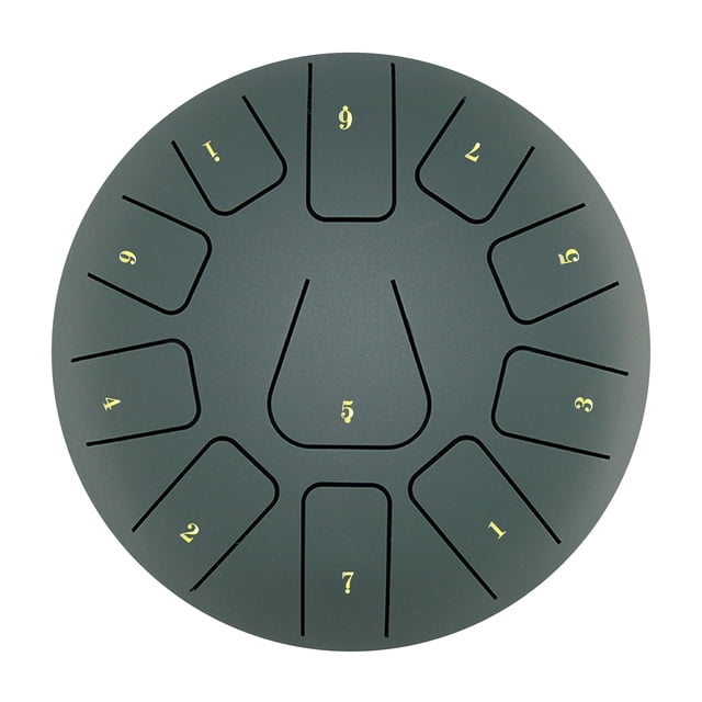 8-Inch 11-Note Steel Tongue Drum in Stone Green - Titanium Steel Alloy Percussion Instrument with Lingering Pure Sound, Ideal for Beginners - Includes Mallets, Finger Picks, Note Sticker, Music Book,