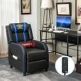 thumbnail image 6 of Gymax Massage Gaming Recliner Chair PU Leather Single Recliner Sofa Chair Blue, 6 of 10
