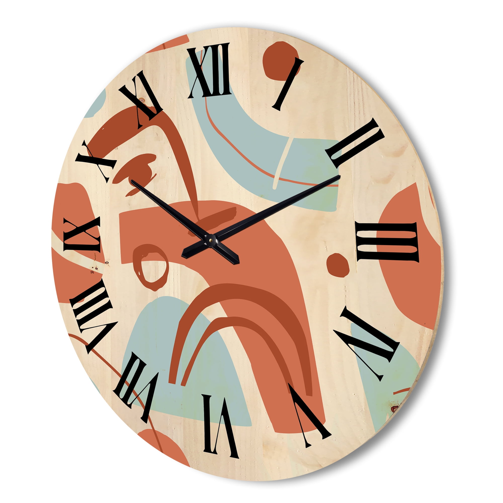 Designart 'Tropical Palm Leaves With Geometrical Shapes' Modern Wood Wall Clock